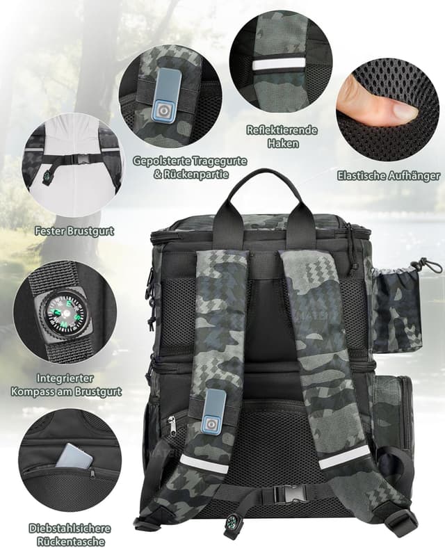 Detalle 1 de MATEIN Angelrucksack mit Boxen 4 Köderboxen