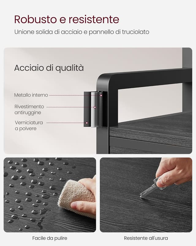 Thumbnail 6 de VASAGLE HSR429B04 appendiabiti da ingresso mobile con 10 ganci rimovibili, 2 cassetti e panca scarpiera