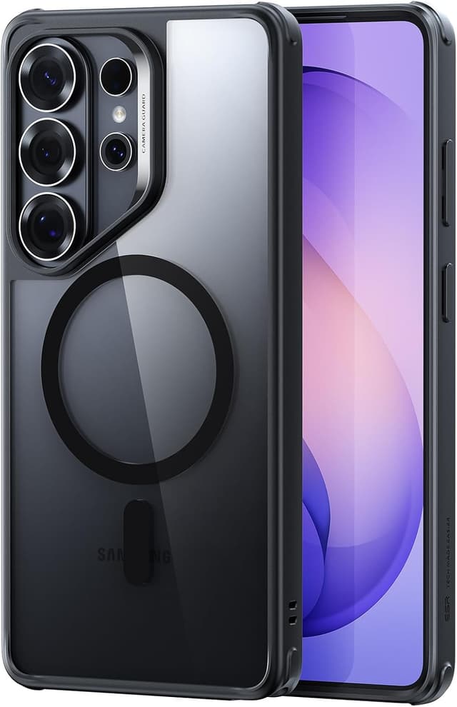 Detalle de ESR Classic Hybrid MagSafe Case for Samsung Galaxy S26 Ultra (Clear Black) with military-grade drop protection