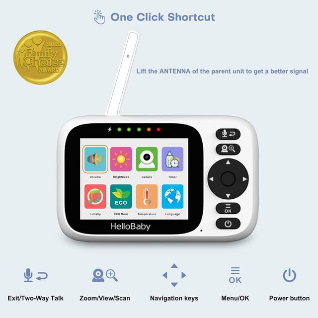 Detalle 2 de HelloBaby HB6339 3.2in baby monitor