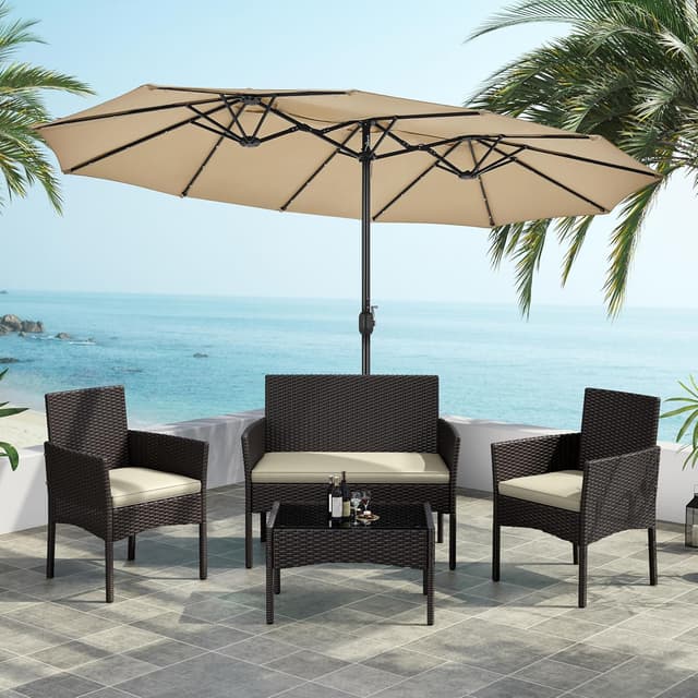 Detalle 2 de Yaheetech Conjunto de Muebles Ratán de Jardín 4 Piezas