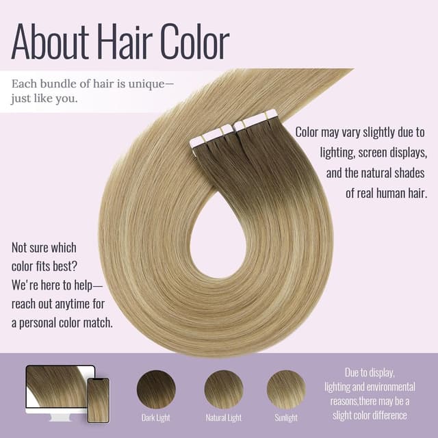 Detalle 2 de Fshine Tape-in Extensions aus Echthaar (30 cm, 30 g, 20 Stück) – Remy-Echthaar in Kastanienbraun