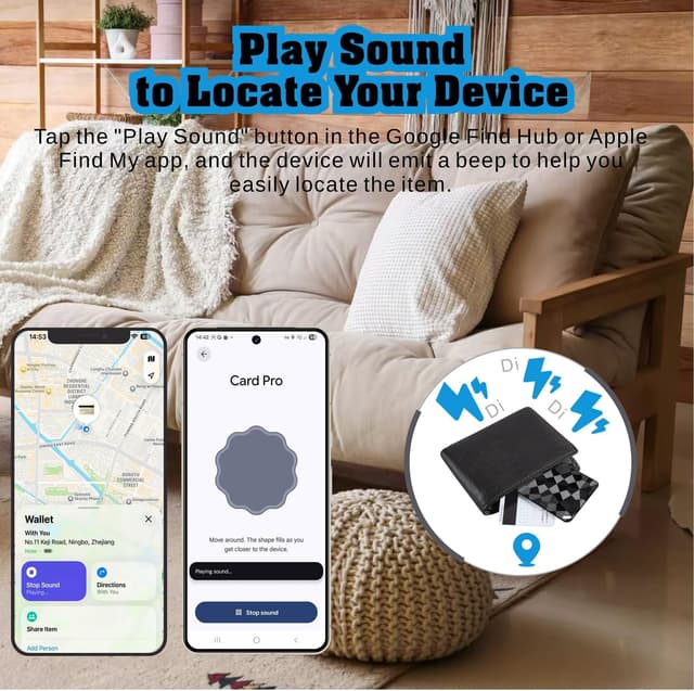 Detalle de Reyke Carta di localizzazione sottile compatibile iOS Find My e Google Find Hub (1 Pack)