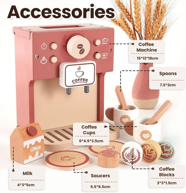 Thumbnail 5 de BUYGER Kids Wooden Coffee Machine Toy