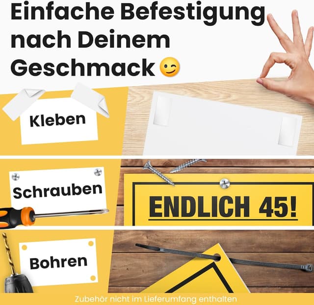 Thumbnail 5 de DankeDir! Endlich Fünfundvierzig Schild 30 x 20 cm