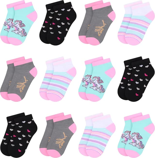 Detalle de L&K-II calzini da ginnastica per bambina in cotone, motivi colorati (confezione 10/12 paia)