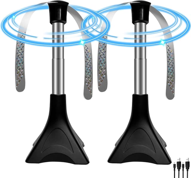 Detalle de Set da 2 ventilatori repellente per mosche e zanzare portatile, pieghevole e da appendere