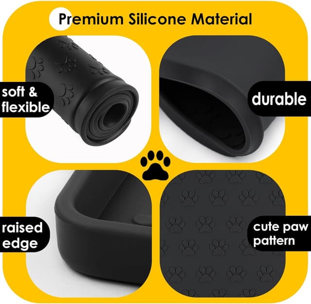 Detalle 2 de AVYDIIF Silicone Dog & Cat Food Mat (48×30cm) – Waterproof, Anti-Slip Pet Feeding Mat with Raised Edge