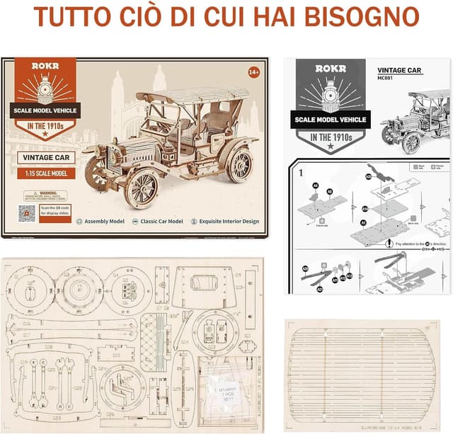 Thumbnail 3 de ROKR Puzzle 3D in Legno Auto d'epoca