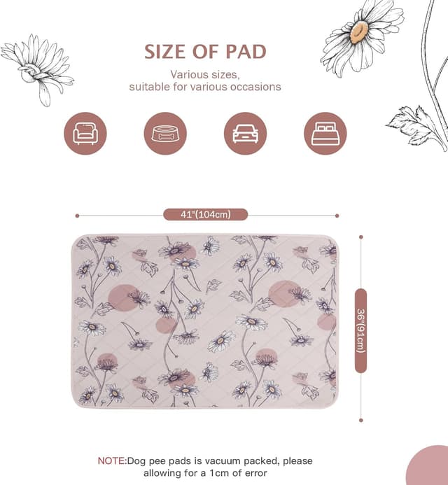 Detalle 2 de IEUUMLER Washable Pee Pads for Dogs (2-pack, 91x104 cm) – Waterproof, non-slip puppy potty training pads