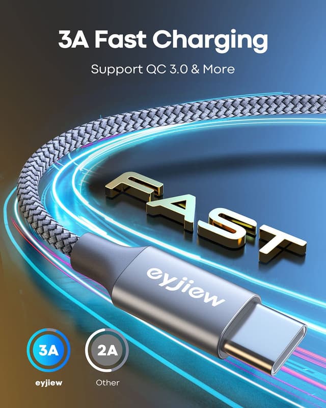 Detalle 2 de eyjiew USB C charger cable 0.5m 2 pack