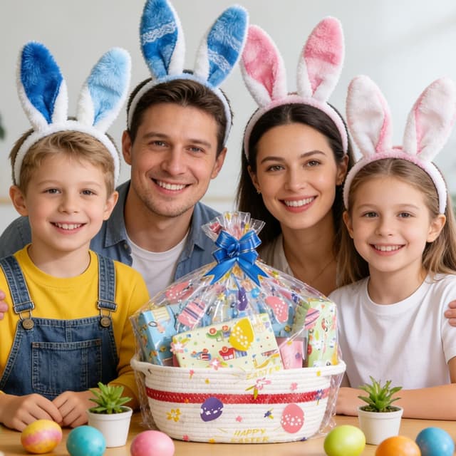 Thumbnail 6 de 12PCS Easter cellophane basket wrap bags with bunny & egg designs (45 x 60cm)