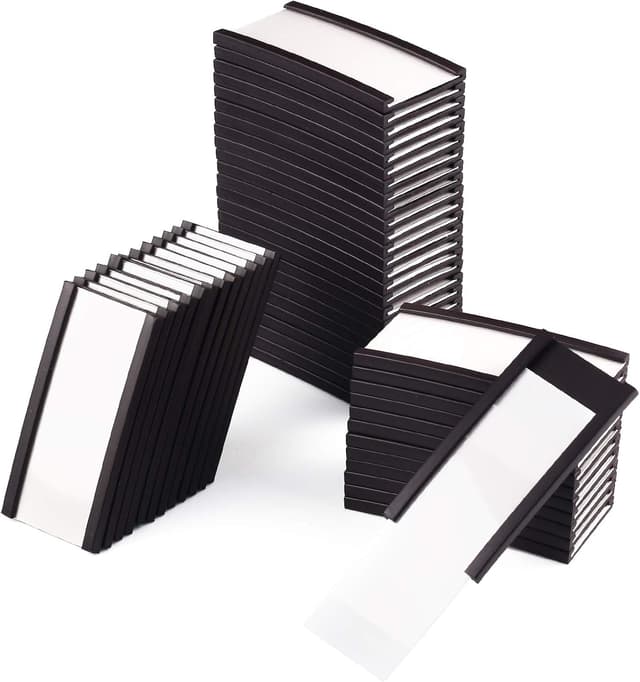 Detalle de LLPT Magnetische Etikettenhalter (50 Stück) 25 x 50 mm – beschreibbare Magnet-Etiketten für Metallflächen
