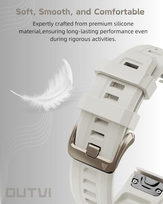 Detalle de OUTVI 20mm Soft Silicone Watch Band with Soft Gold Buckle for Garmin fenix 5s/6s/7s, epix Pro Gen 2 42mm & Descent Mk2/3 Series