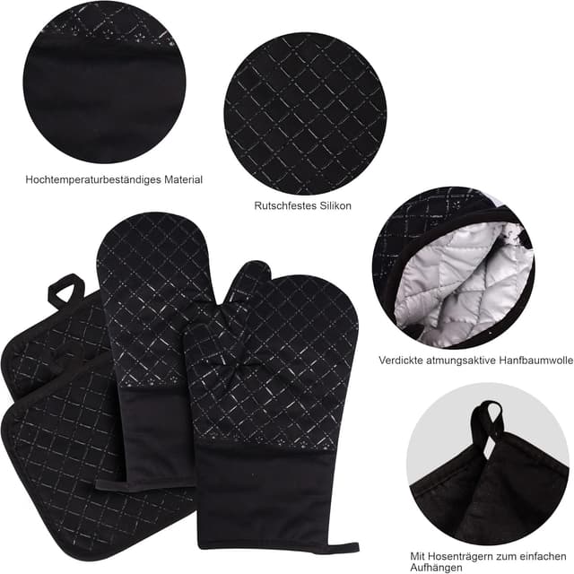 Thumbnail 3 de Clocness Topflappen Handschuh 4er Set bis 250°C