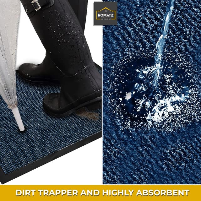 Detalle de Homatz Indoor Door Mat (Heavy Duty Rubber) 60x90cm – Non-Slip, Washable Dirt Trapper