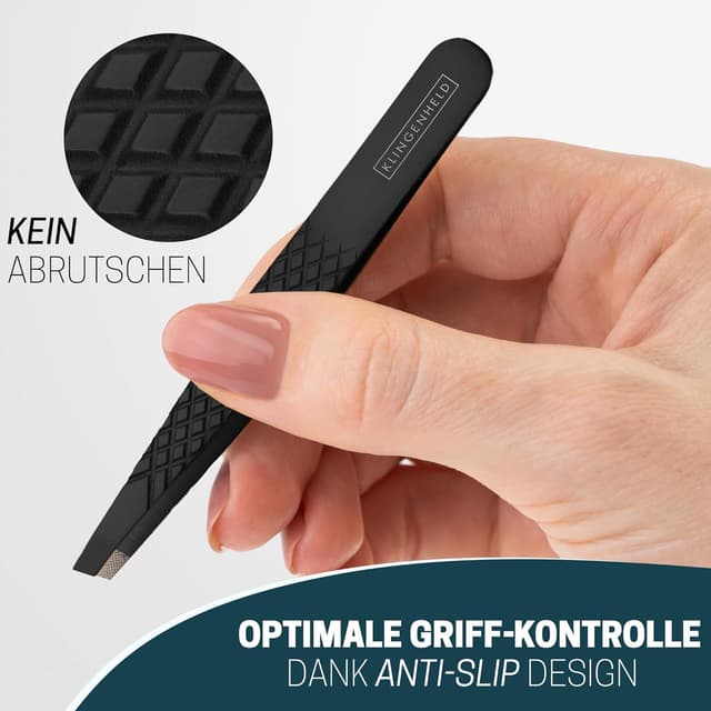 Detalle de KLINGENHELD Profi Pinzetten-Set für Augenbrauen