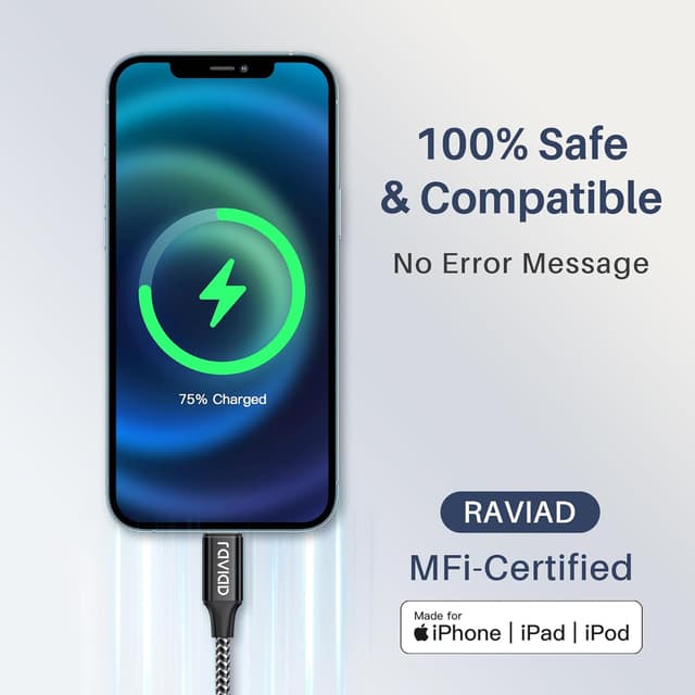 Detalle de RAVIAD USB-C auf Lightning 3 m Kabel 2er-Pack