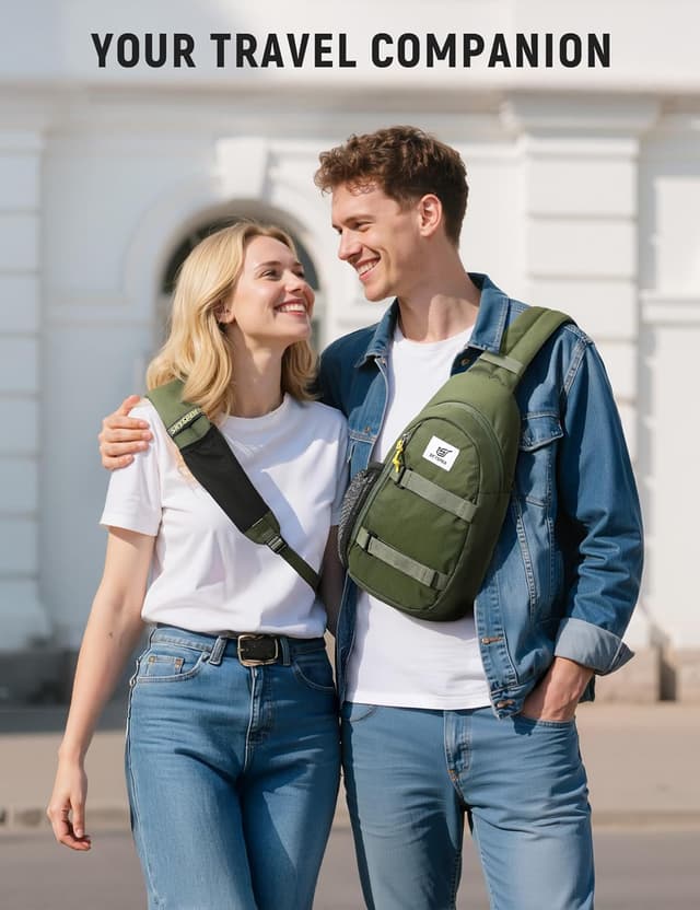 Detalle de SKYSPER anti-theft RFID sling bag for travel, hiking and daily carry