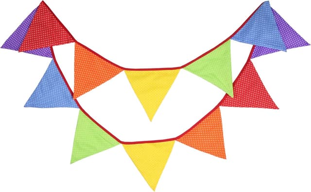 Detalle de G2PLUS Double Sided Cotton Fabric Bunting Banner (3.3m, 12 yellow floral pennants) for Easter & tea party décor