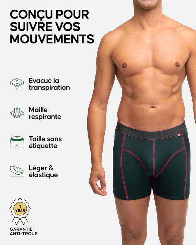 Thumbnail 1 de DANISH ENDURANCE Boxers de Course Hommes 3-paq