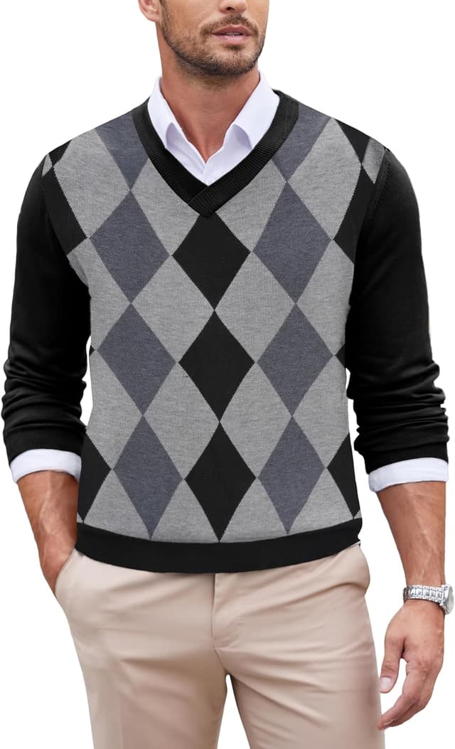 Thumbnail 6 de COOFANDY pull homme col V en tricot, regular fit business casual