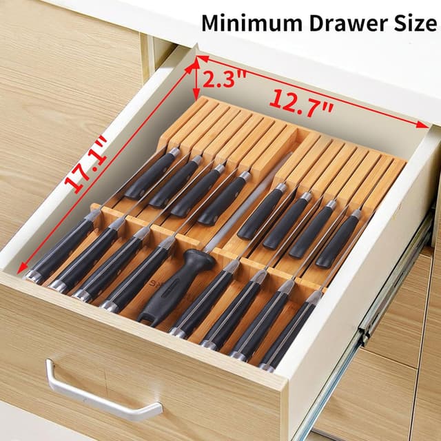Thumbnail 6 de Utoplike In-drawer Knife Block 16-slot Bamboo Organizer