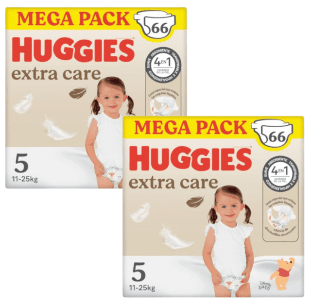 Imagen de Huggies Extra Care Pañales Disney Talla 5 (11-25 Kg) 🦁 2x66 Uds en OfertitasTOP