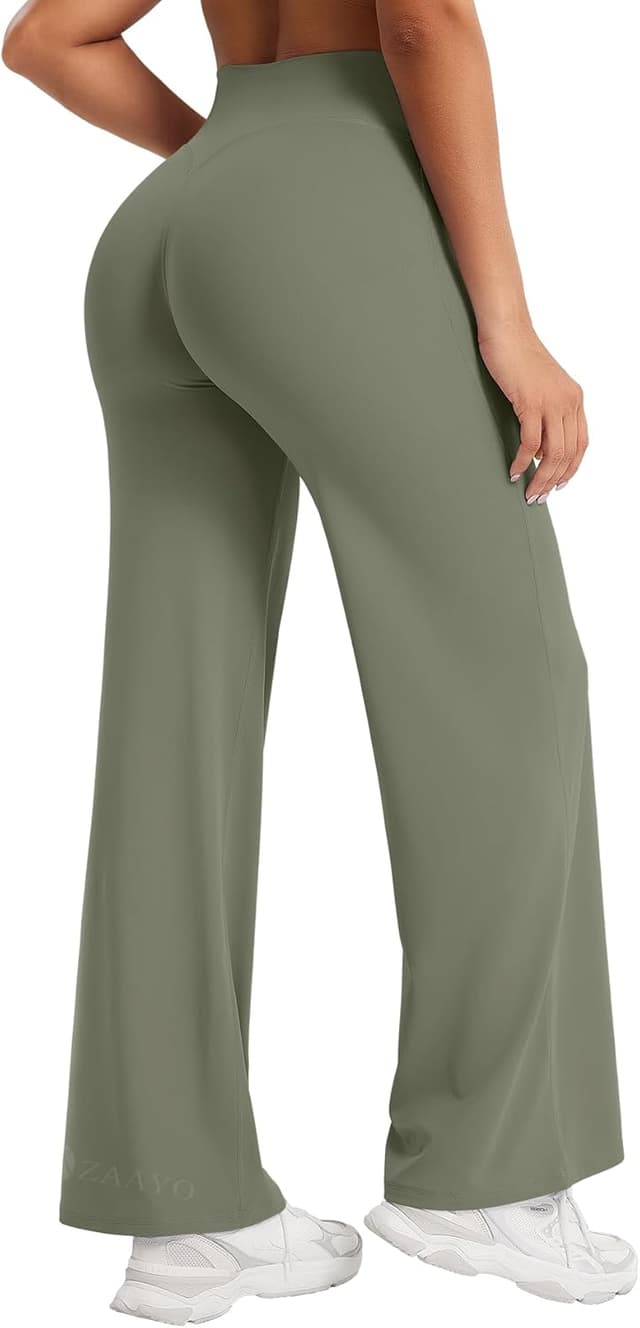 Detalle 2 de ZAAYO Nahtlose Straight-Leg Leggings mit hoher Taille – Flared Yoga Pants für Damen, Regular/Lang/Extra Lang