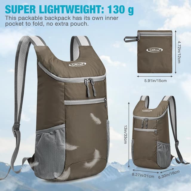 Detalle de G4Free 11L Ultra Lightweight Backpack (Small Foldable Rucksack) – unisex daypack for hikes, cycling and everyday trips