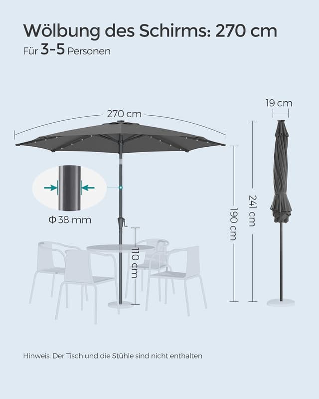 Thumbnail 6 de SONGMICS Sonnenschirm 270 cm mit LED