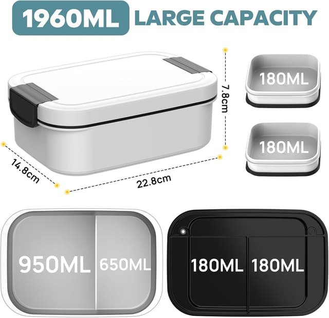 Detalle de BIBURY Brotdose 1960 ml mit Fächern