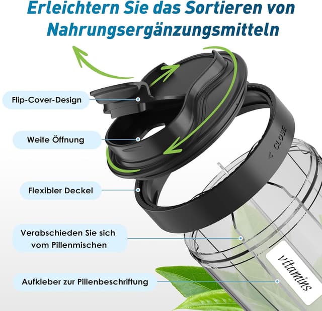 Detalle 2 de NAVIKIA Tablettenbox für 7 Tage (morgens/mittags/abends) – rund mit 7 Fächern, BPA-frei, Anti-Verwechslungs-Design