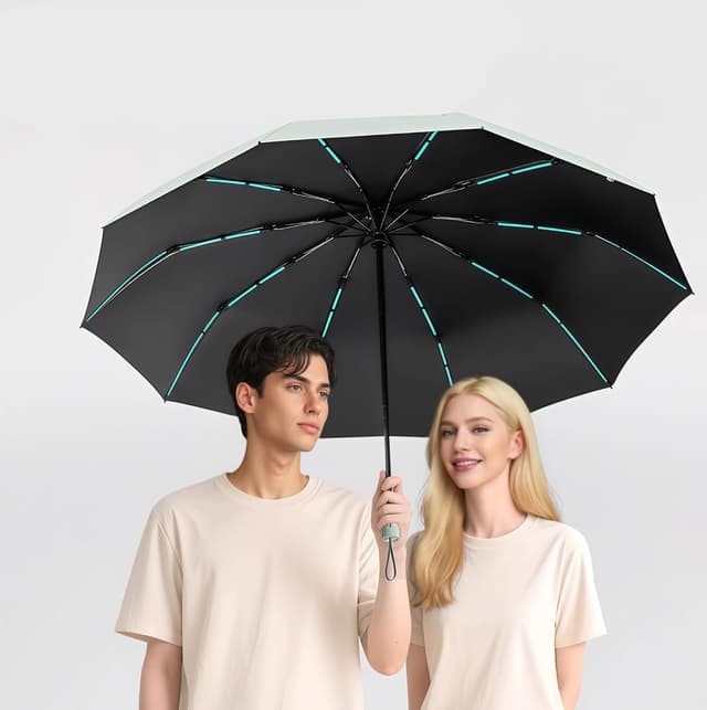 Detalle 2 de erised’s bifrost travel folding umbrella with UPF 50+ protection, auto-open/close and 5cm strap