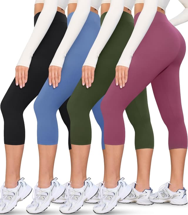 Thumbnail 6 de VALANDY Creamlush 4-Pack Capri Leggings (High-Waisted, Stretchy Lounge & Yoga Pants) — S-3XL