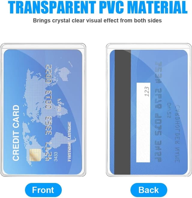 Detalle de Vicloon lot de 50 porte-badges transparents, rechargeables et étanches (PVC) pour cartes