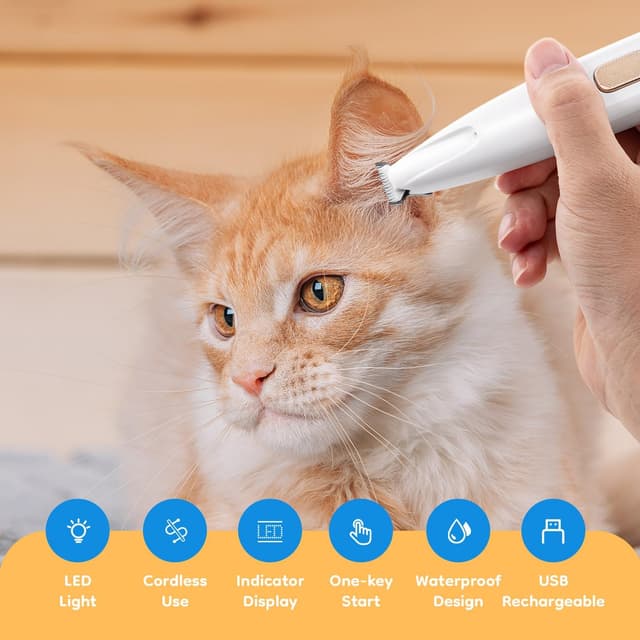 Detalle 2 de Mcbazel Pet Paws Trimmer with LED Light (Rechargeable, Waterproof) for Eyes, Face, Ears & Small Areas
