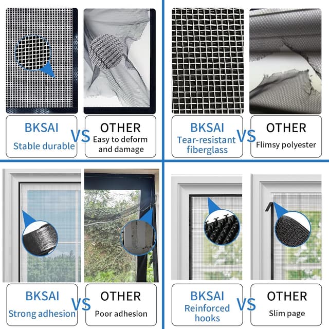 Detalle de BKSAI adjustable window bug net with zip opening to keep flies and mosquitoes out