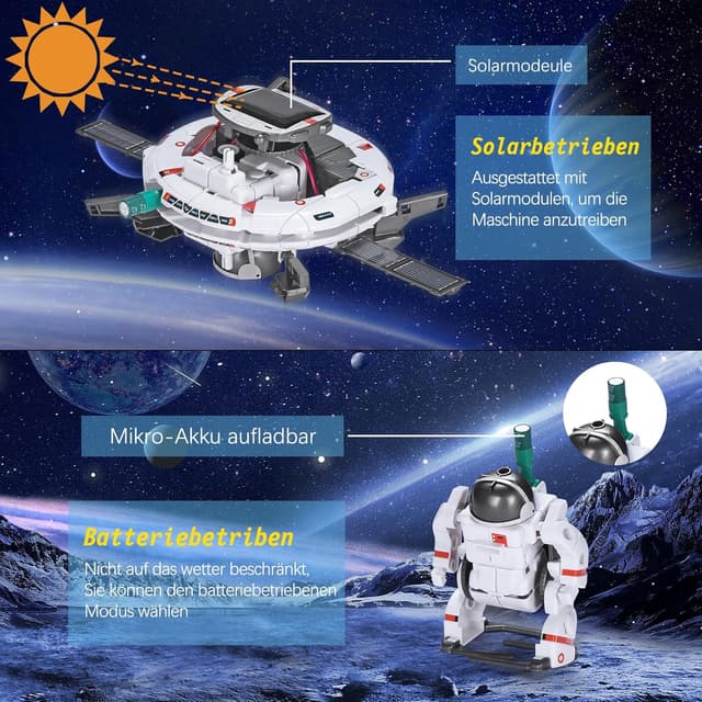 Detalle de OMWay Solar Roboter Kinder-Spielzeug (6-in-1) ab 8 Jahren – STEM Bausatz mit Solarpanel