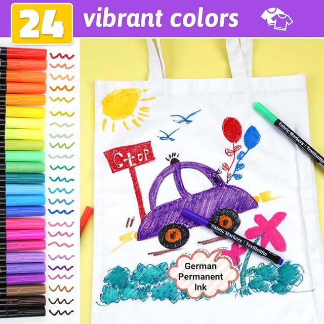 Detalle 2 de 24 Fabric Pens Permanent 1mm Tip