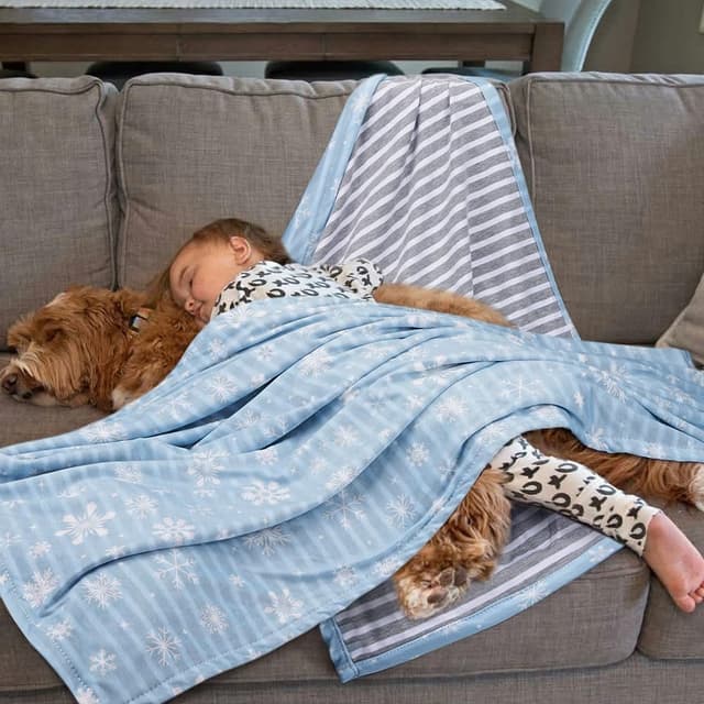 Detalle de Deamoser Reversible Cooling Pet Blanket (Ice Silk & Natural Cotton) 104x76cm, Blue