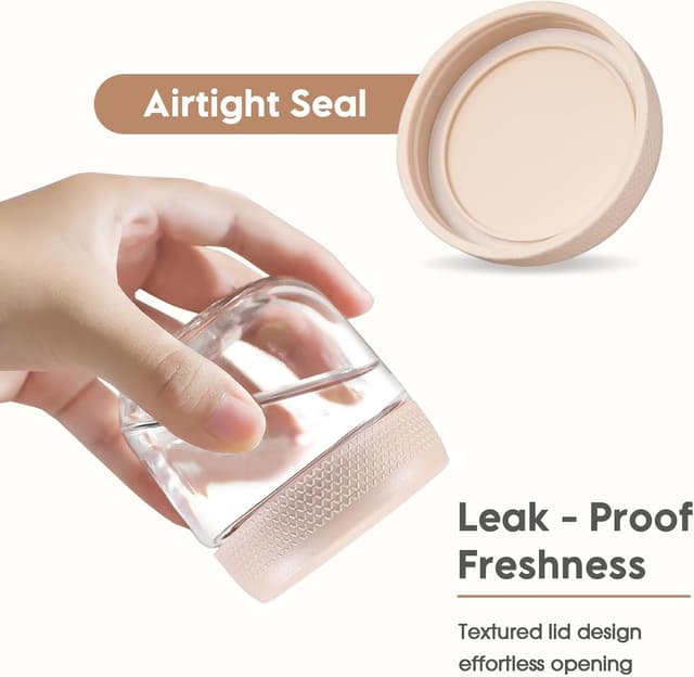 Detalle de ZhouZGlass 3-Pack 300ml Glass Jars with Airtight Screw Lids for Overnight Oats & Food Storage