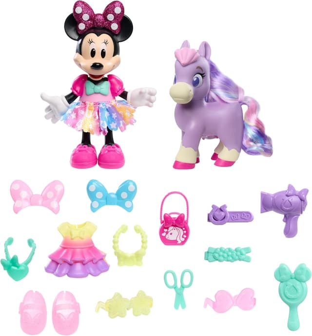 Detalle de Disney Junior Minnie Mouse Groom & Glam Pony Set (21-Piece) by Just Play