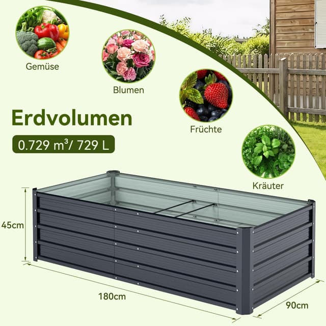 Thumbnail 3 de Ohuhu Hochbeet 180x90x60 cm Stahlblech