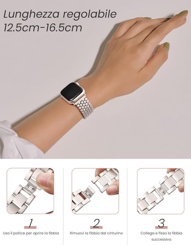 Detalle de JJii Sung cinturino in metallo a nido d’ape per Apple Watch 38/40/41/42/44/45/46/49 mm