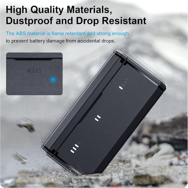 Detalle 2 de TELESIN Ladegerät für GoPro Hero 13 – Schnellladetasche mit 3 Steckplätzen und seitlicher Ladebuchse (kompatibel mit Original-Akku)