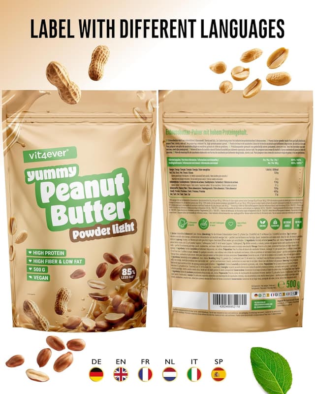 Thumbnail 6 de Vit4ever Erdnussbutter Light Pulver 500 g 🍯?