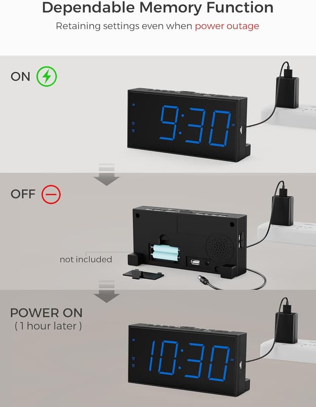 Thumbnail 5 de Digital Dual Alarm Clock 7" LED Display ⏰