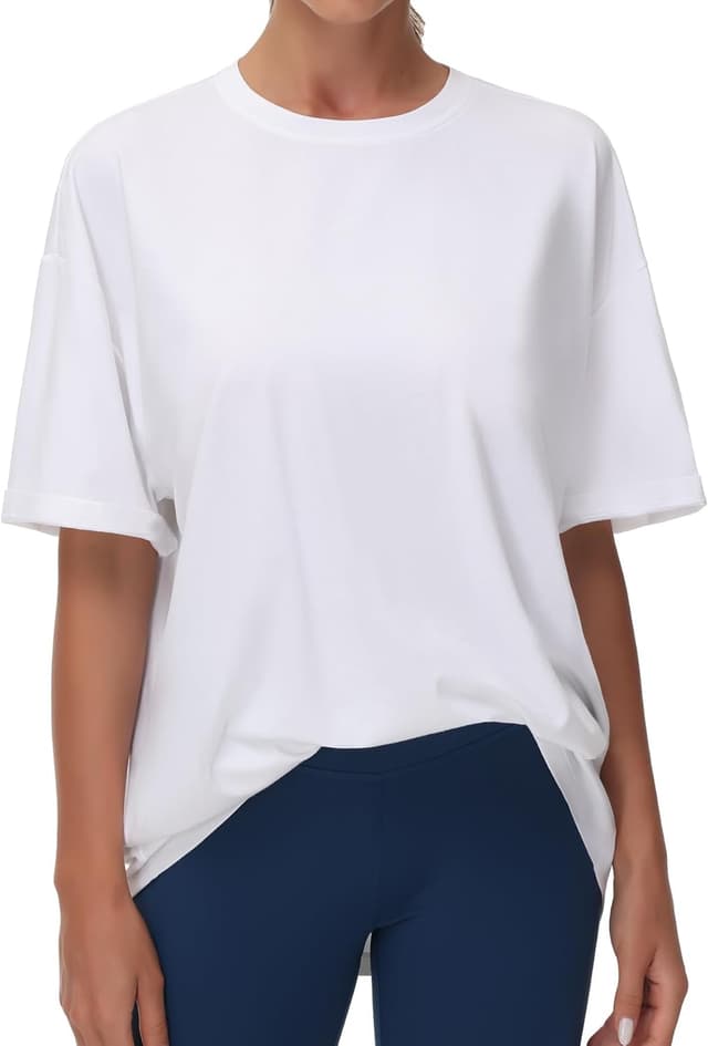 Detalle 2 de THE GYM PEOPLE T-Shirt oversize donna in jersey sportivo traspirante