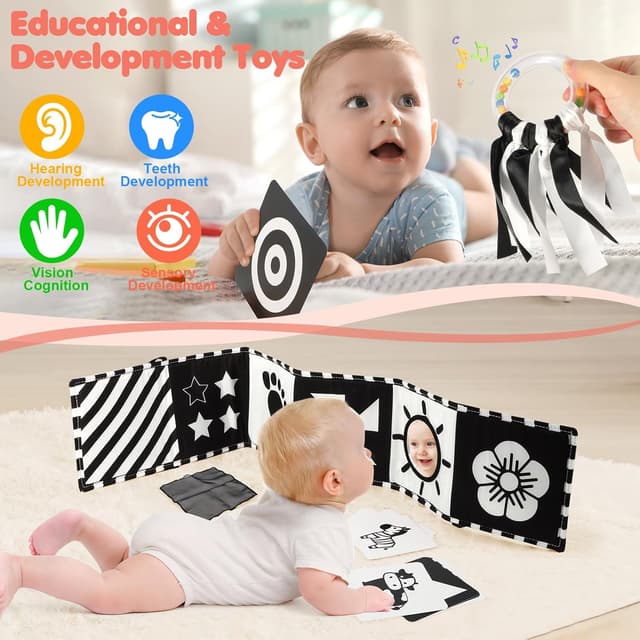 Detalle de URMYWO 29-piece newborn sensory toy set (black & white) for 0–6 months